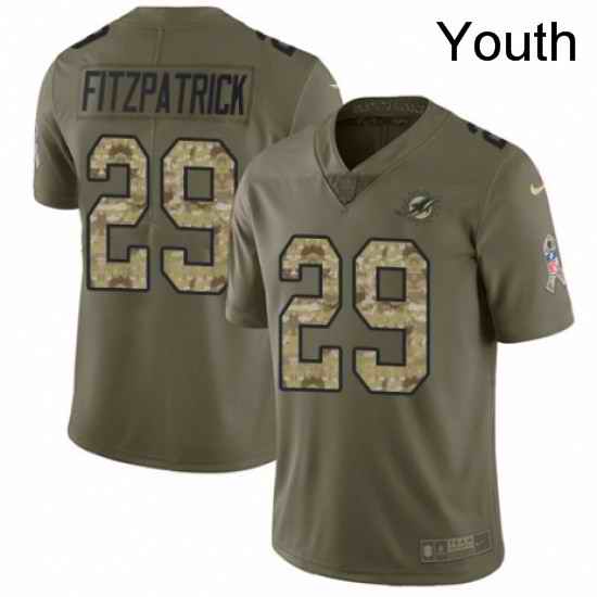Youth Nike Miami Dolphins 29 Minkah Fitzpatrick Limited Olive Camo 2017 Salute to Service NFL Jersey